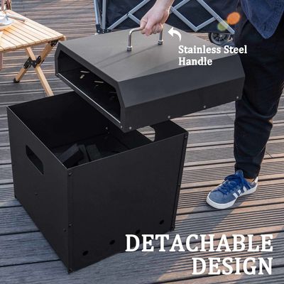 Steel 4 In 1 Outdoor Pizza Oven with 2-Layer Charcoal Firewood Pellets and Pizza Stone