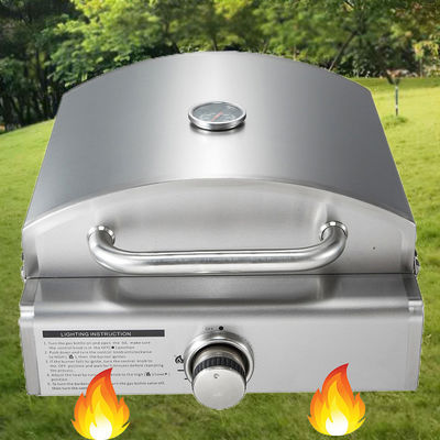 Rotisserie Roaster Propane Grill with Tabletop Pizza Maker and Stainless Steel Housing