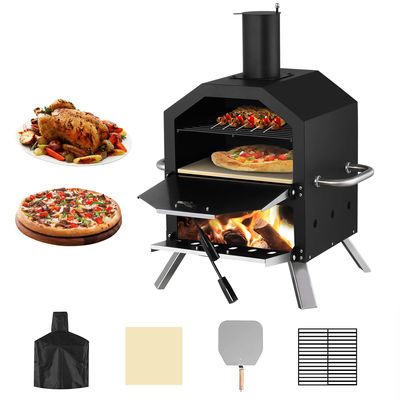 Waterproof Cover Custom Logo 12" Camping Outdoor Baking 2 Pizzas Chicken Charcoal Pizza Oven with Chimney Lid Peel Stone