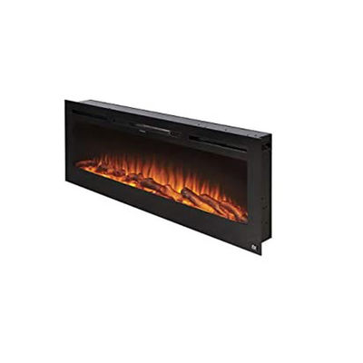 Household Linear Fireplace with Overheating Protection and Decorative Artificial Flame