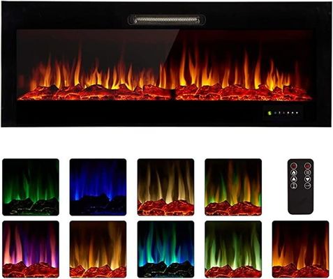 Household Linear Fireplace with Overheating Protection and Decorative Artificial Flame