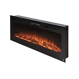 60 Inch Metal and Tempered Glass Insert Electric Fireplace Stove with Linear Design