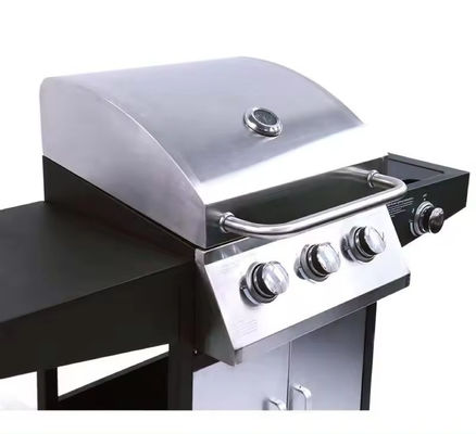 Outdoor Stainless Steel BBQ Gas Grills with 10000BTU*4 Burners and Side Table