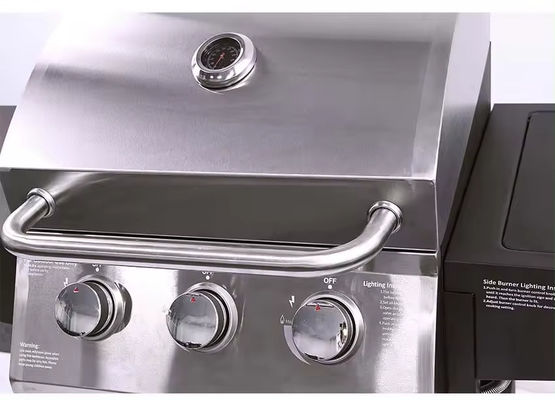 Outdoor Stainless Steel BBQ Gas Grills with 10000BTU*4 Burners and Side Table