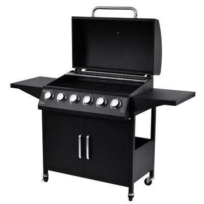 6 Burner Gas Grill with Cabinets and Stainless Steel Barbeque Parking Size 91*69*48cm